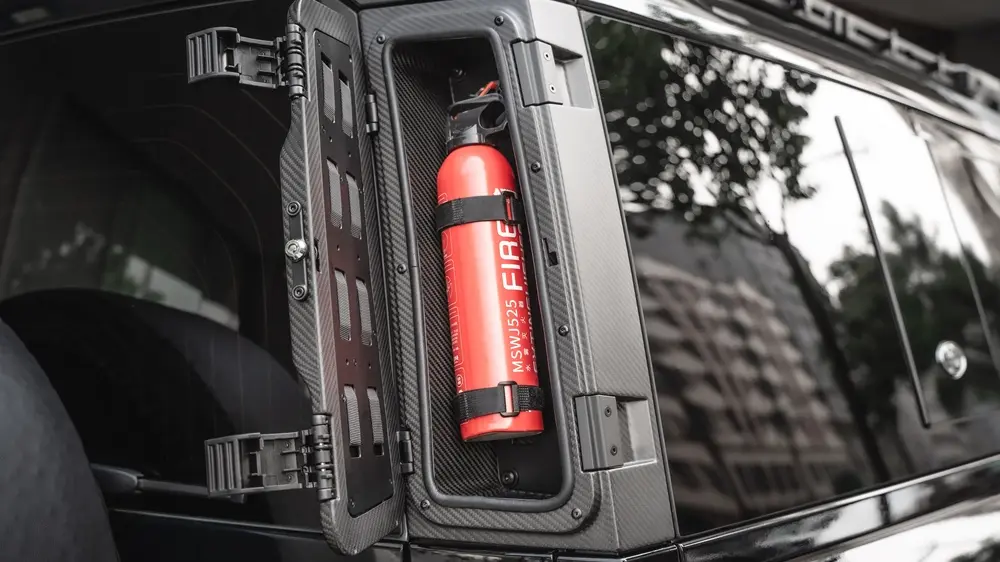 Heckklappen-Aufbewahrungsbox mit Feuerlöscher Land Rover Defender
