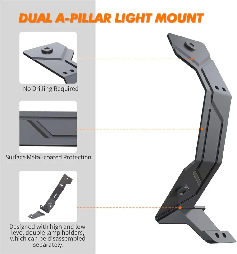 TENGQIAN Dual A-Pillar Light Mounting Brackets