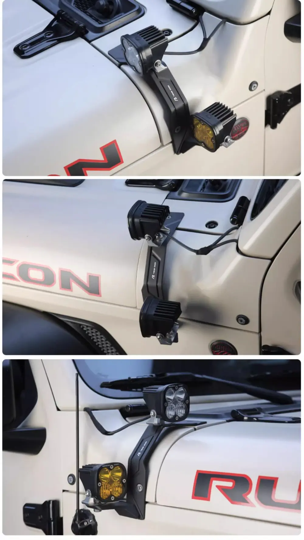 TENGQIAN Supports de montage de lumière à double pilier A pour accessoires Jeep Wrangler