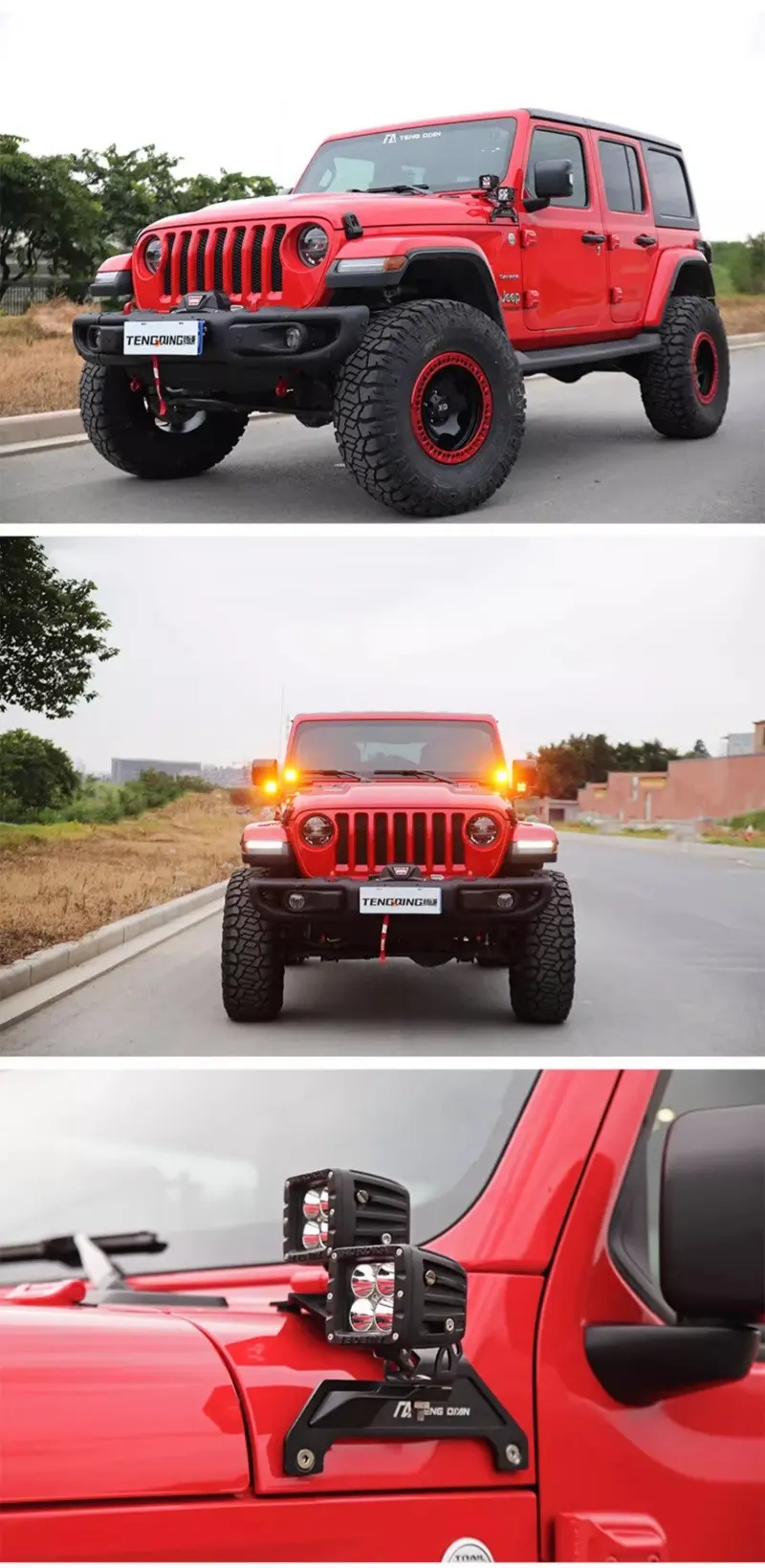 TENGQIAN Soporte de montaje de luz de pilar A de doble capa para Jeep Wrangler 