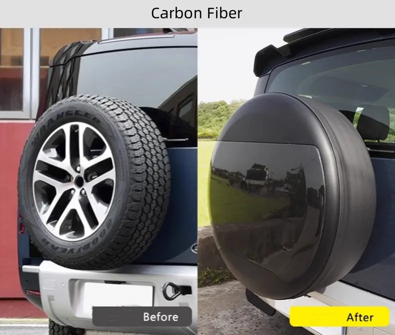 ตัวป้องกันฝาครอบยางอะไหล่คาร์บอนไฟเบอร์สำหรับ Land Rover Defender