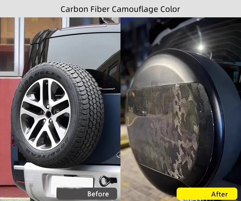 Protecteur de couverture de pneu de secours en Fiber de carbone pour Land Rover Defender