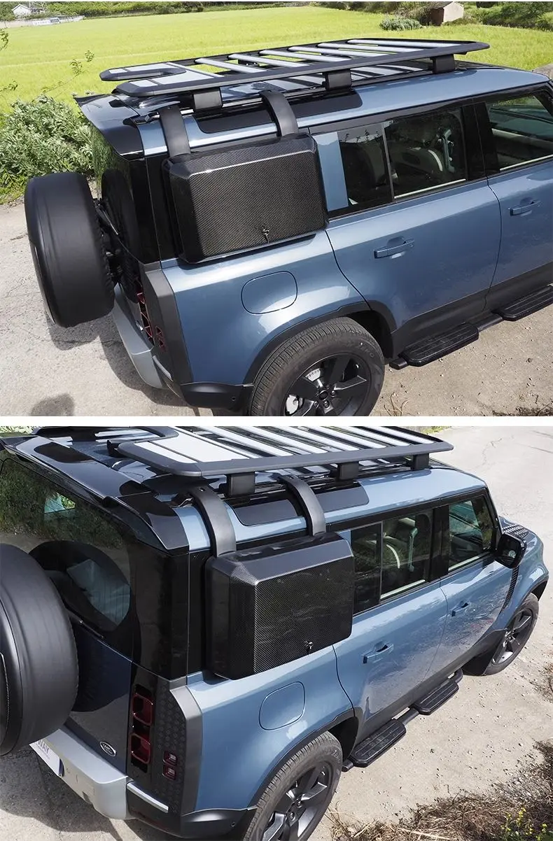 Defender Scatola ingranaggi in fibra di carbonio Porta pranzo laterale stile V per accessori Land Rover Defender