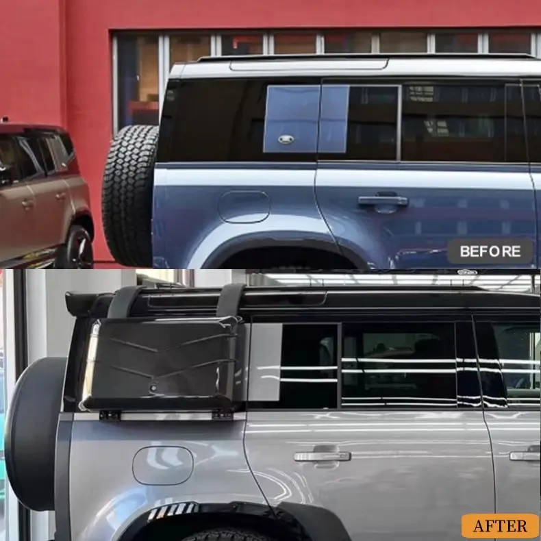 صندوق تروس من ألياف الكربون من Defender صندوق غداء مثبت على الجانب على شكل V لقطع غيار سيارات Land Rover Defender