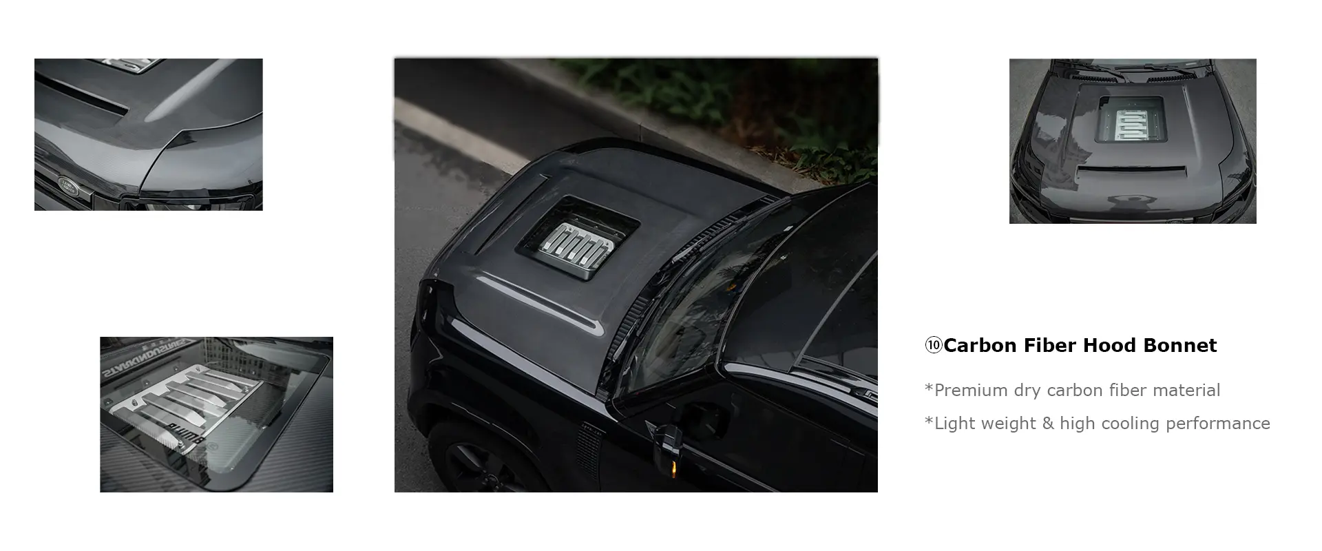 Accessoires Land Rover Defender Capot en fibre de carbone